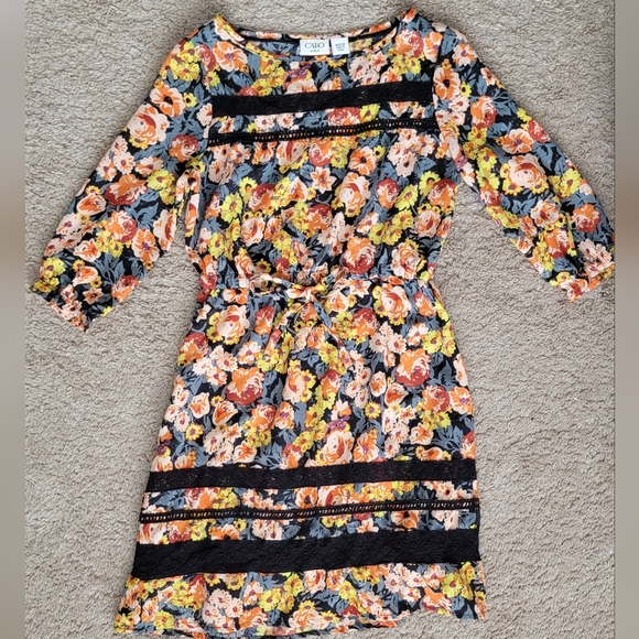 Cato Other - 🌸 CATO Girls Floral Print & Black Lace Dress – Size M (10/12) 🌸